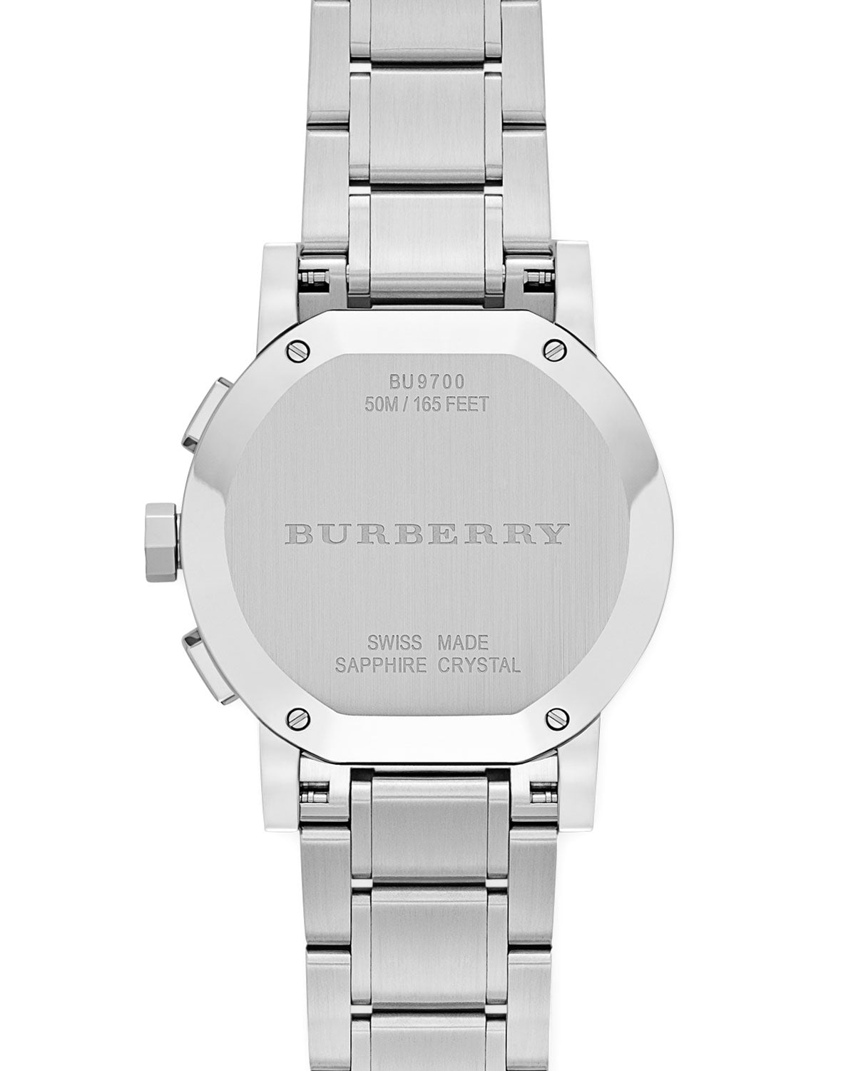 Burberry City Chronograph White Dial Silver Steel Strap Watch For Women - BU9700