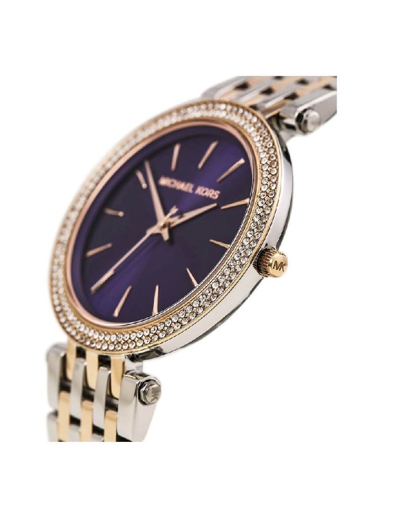 Michael Kors Darci Purple Dial Two Tone Stainless Steel Strap Watch for Women - MK3353