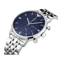 Emporio Armani Gianni Chronograph Blue Dial Silver Steel Strap Watch For Men - AR1648