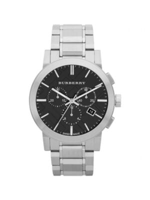 Burberry The City Black Dial Silver Stainless Steel Strap Watch for Men - BU9351