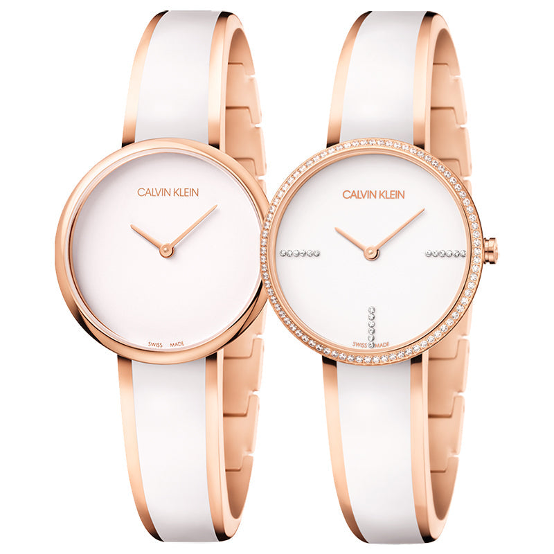 Calvin Klein Seduce Seduction White Dial Two Tone Steel Strap Watch for Women - K4E2NX1T