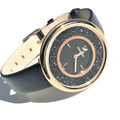 Swarovski Crystalline Pure Black Dial Black Leather Strap Watch for Women - 5275043