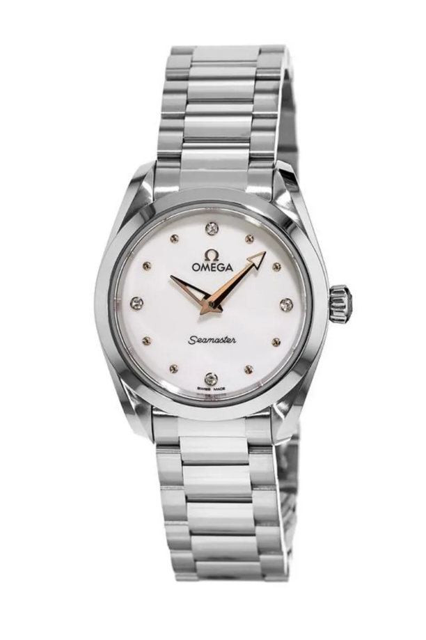 Omega Seamaster Aqua Terra Quartz Diamond Silver Dial Silver Steel Strap Watch for Women - 220.10.28.60.54.001