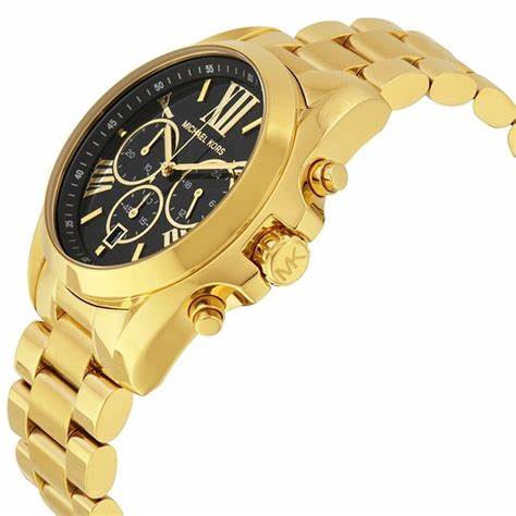 Michael Kors Bradshaw Black Dial Gold Steel Strap Watch for Women - MK5739