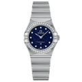 Omega Constellation Manhattan Quartz Diamonds Blue Dial Silver Steel Strap Watch for Women - 131.15.25.60.53.001