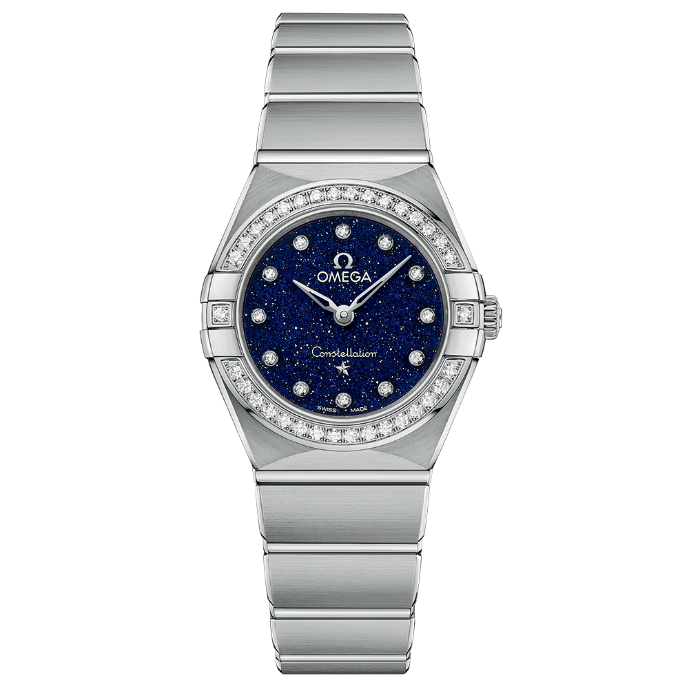 Omega Constellation Manhattan Quartz Diamonds Blue Dial Silver Steel Strap Watch for Women - 131.15.25.60.53.001