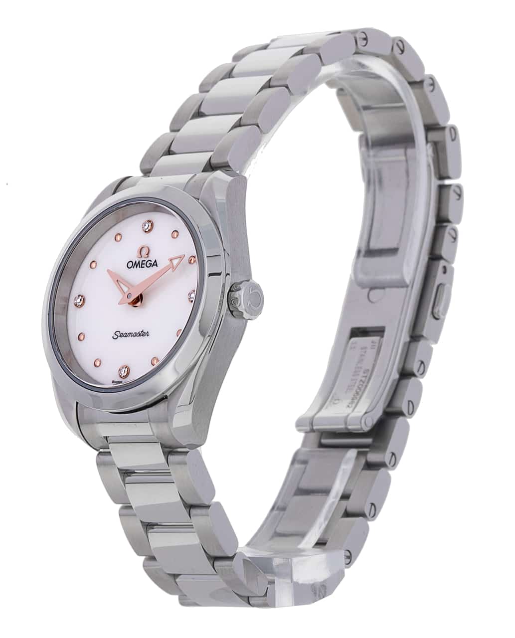 Omega Seamaster Aqua Terra Quartz Diamond Silver Dial Silver Steel Strap Watch for Women - 220.10.28.60.54.001