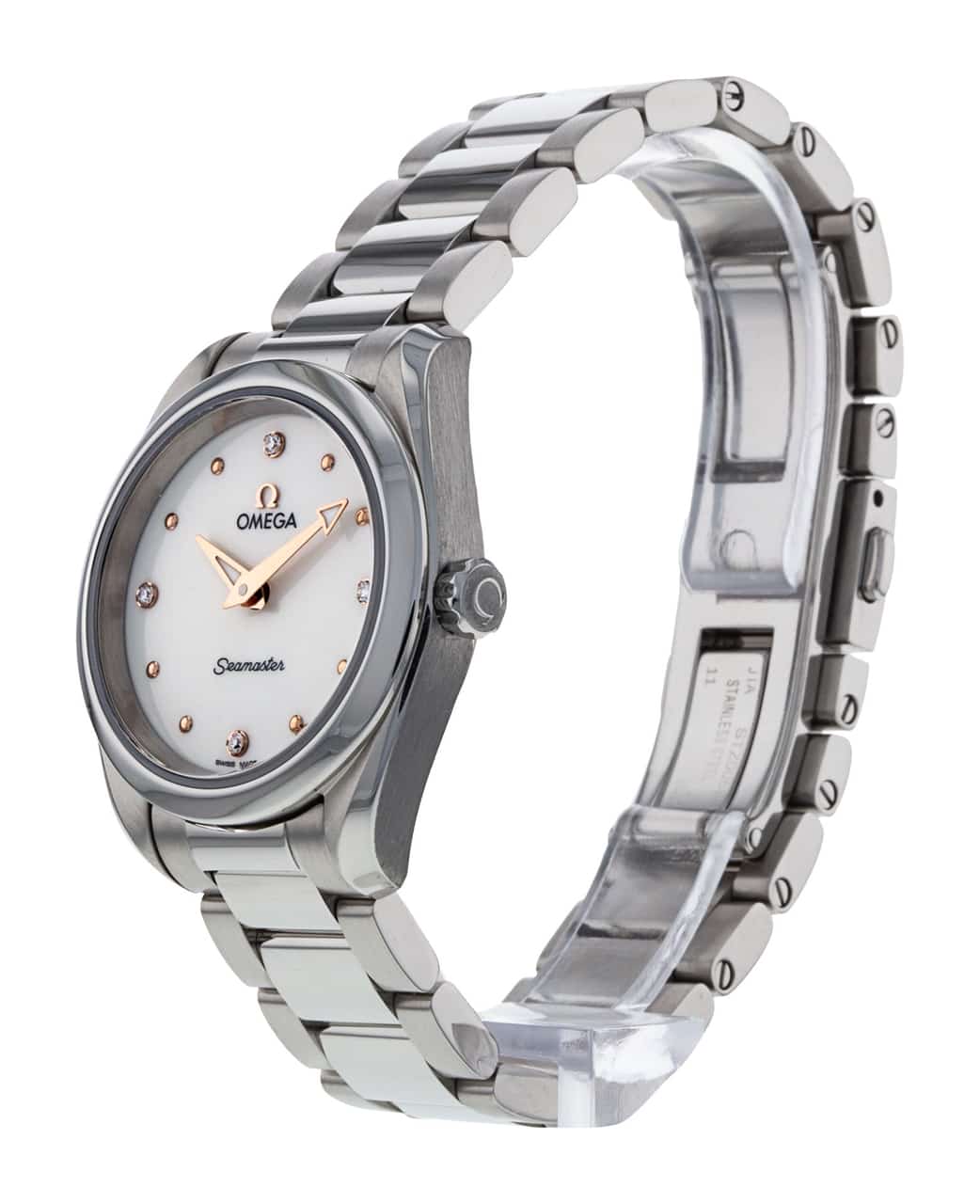 Omega Seamaster Aqua Terra Quartz Diamond Silver Dial Silver Steel Strap Watch for Women - 220.10.28.60.54.001