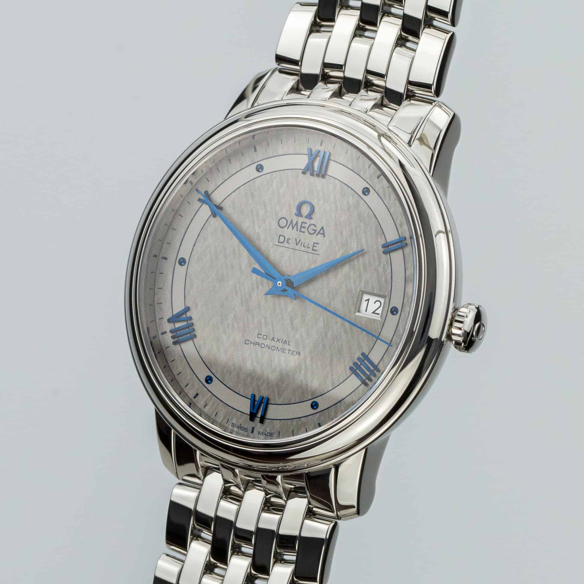 Omega De Ville Prestige Co-Axial Grey Dial Silver Steel Strap Watch for Men - 424.10.40.20.06.002