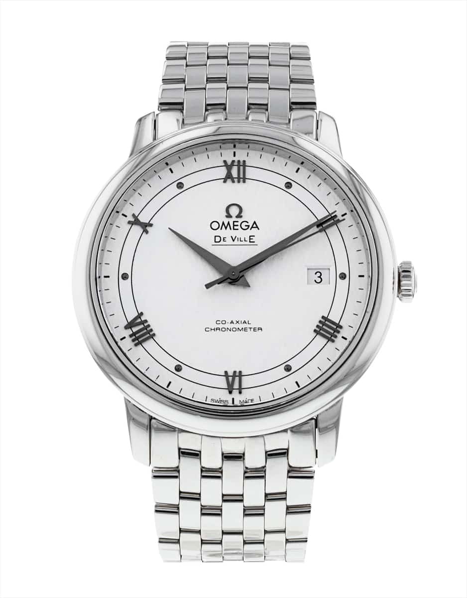 Omega De Ville Prestige Co Axial Automatic White Dial Silver Steel Strap Watch for Men - 424.10.40.20.02.005