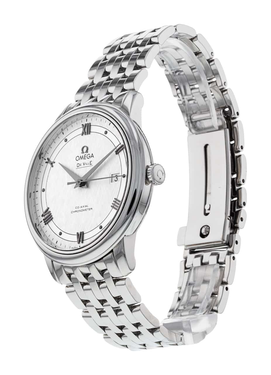 Omega De Ville Prestige Co Axial Automatic White Dial Silver Steel Strap Watch for Men - 424.10.40.20.02.005