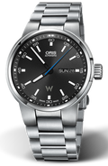 Oris Williams Day Date Black Dial Silver Steel Strap Watch for Men - 0173577404154-0782450S
