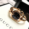 Gucci Horsebit Black Dial Rose Gold Steel Strap Watch For Women - YA139507