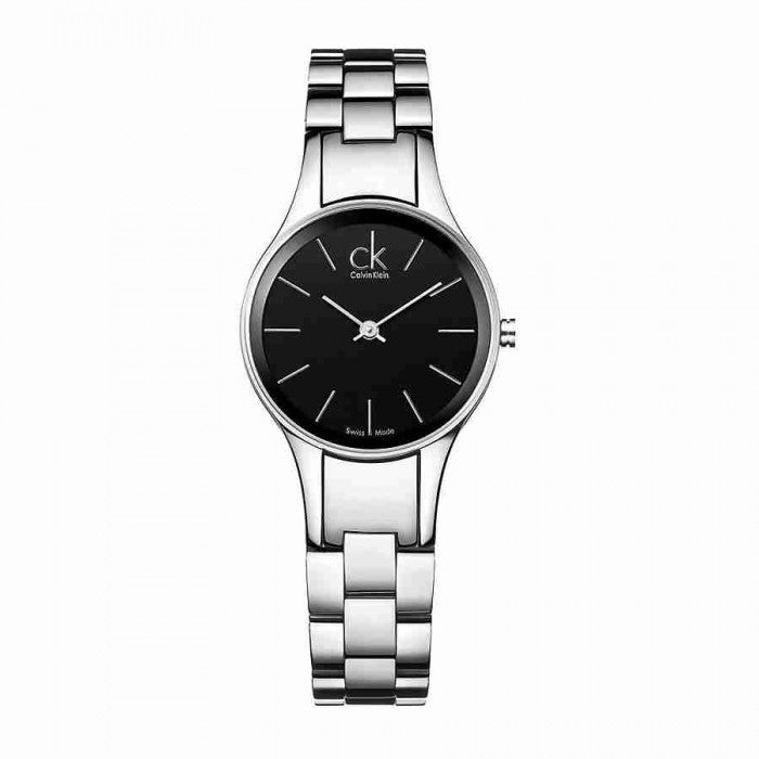 Calvin Klein Simplicity Black Dial Silver Steel Strap Watch for Women - K4323130