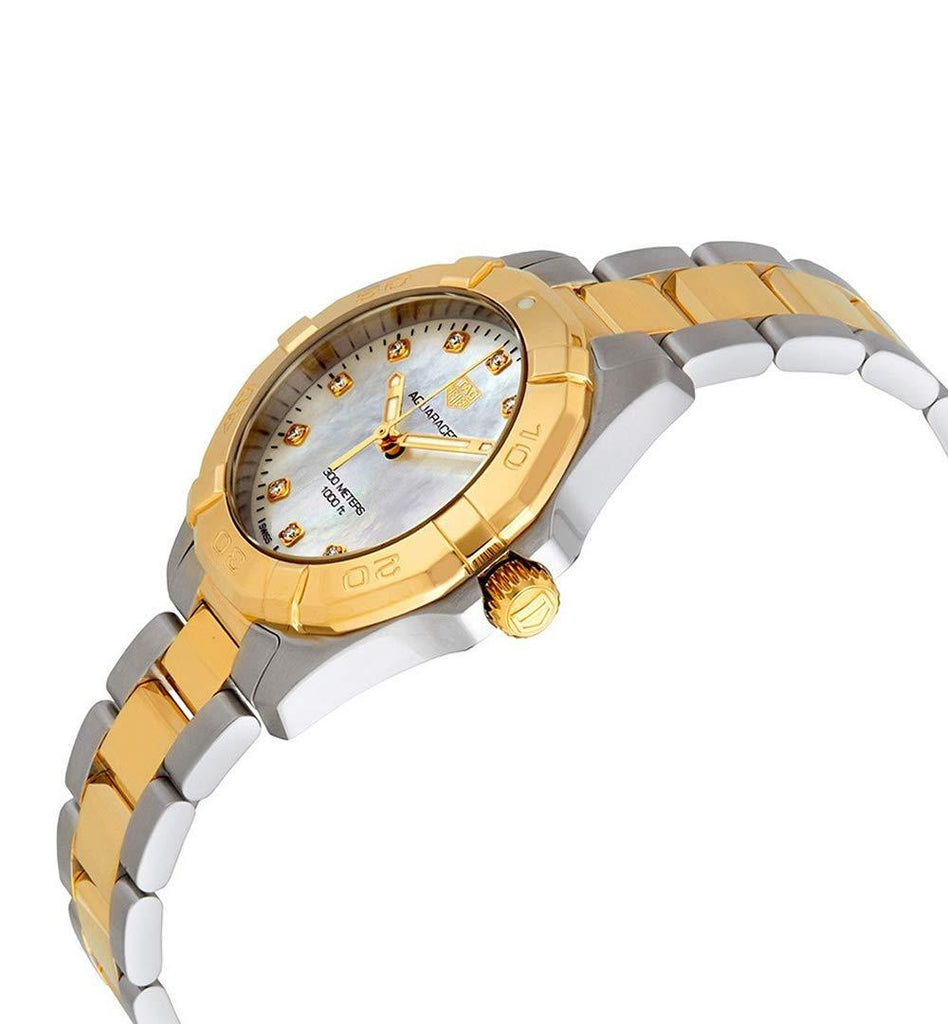 Tag Heuer Aquaracer Quartz 32mm White Mother of Pearl Dial Two Tone Steel Strap Watch for Women - WBD1322.BB0320