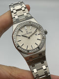 Audemars Piguet Royal Oak Quartz Diamonds White Dial Silver Steel Strap Watch for Women - 67651ST.ZZ.1261ST.01