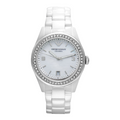 Emporio Armani Ceramica Mother of Pearl White Dial White Steel Strap Watch For Women - AR1426