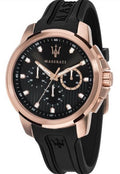 Maserati SFIDA Chronograph Black Dial Black Rubber Strap Watch For Men - R851123008