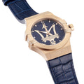 Maserati Potenza 42mm Rose Gold & Blue Dial Blue Leather Strap Watch For Men - R8851108027