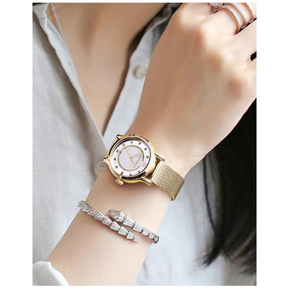 Maserati Epoca Mother of Pearl Dial Yellow Gold Mesh Strap Watch For Women - R8853118502