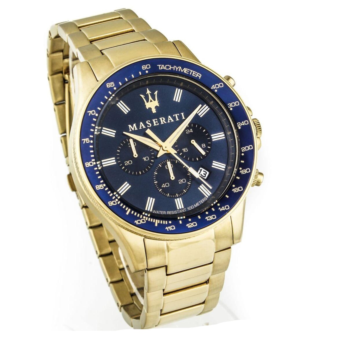 Maserati SFIDA Analog Blue Dial Gold Stainless Steel Watch For Men - R8873640008