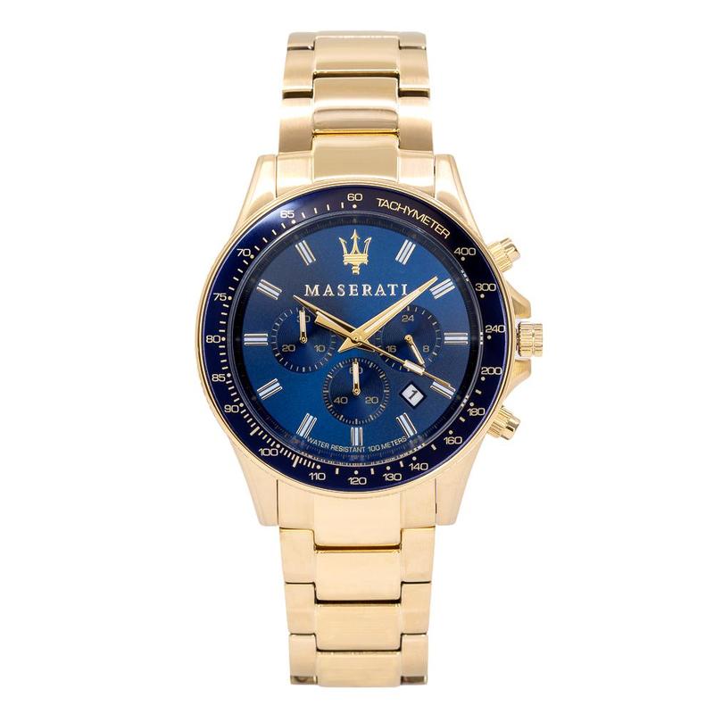 Maserati SFIDA Analog Blue Dial Gold Stainless Steel Watch For Men - R8873640008