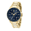 Maserati SFIDA Analog Blue Dial Gold Stainless Steel Watch For Men - R8873640008