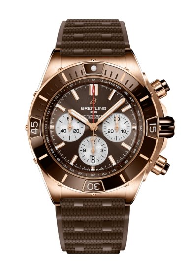 Breitling Super Chronomat B01 44 Brown Dial Brown Rubber Strap Watch for Men - RB0136E31Q1S1