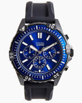 Fossil Garrett Chronograph Blue Dial Black Rubber Strap Watch for Men - FS5695