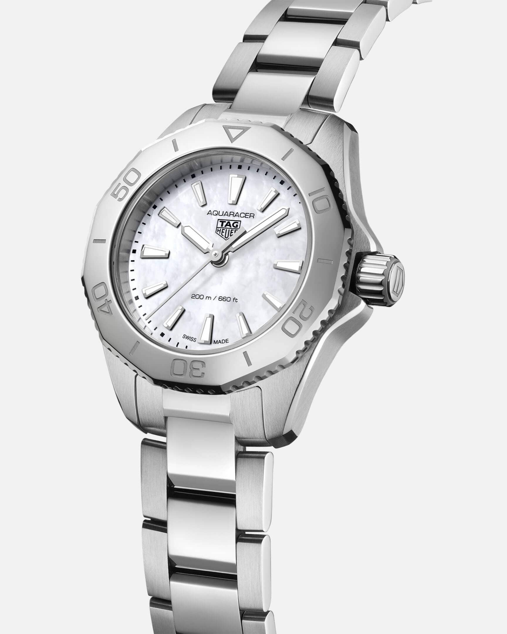 Tag Heuer Aquaracer Professional 200 Quartz White Dial Silver Steel Strap Watch for Women - WBP1411.BA0622