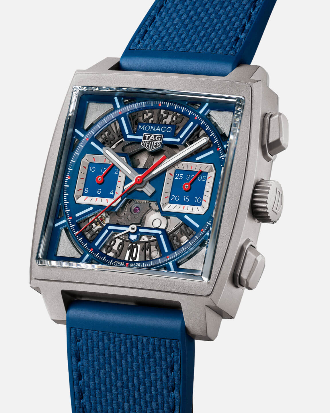 Tag Heuer Monaco Automatic Chronograph Blue Dial Blue Nylon Strap Watch for Men - CBL2182.FT6235