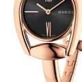 Gucci Horsebit Black Dial Rose Gold Steel Strap Watch For Women - YA139507