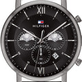 Tommy Hilfiger Evan Black Dial Black Leather Strap Watch for Men - 1710395