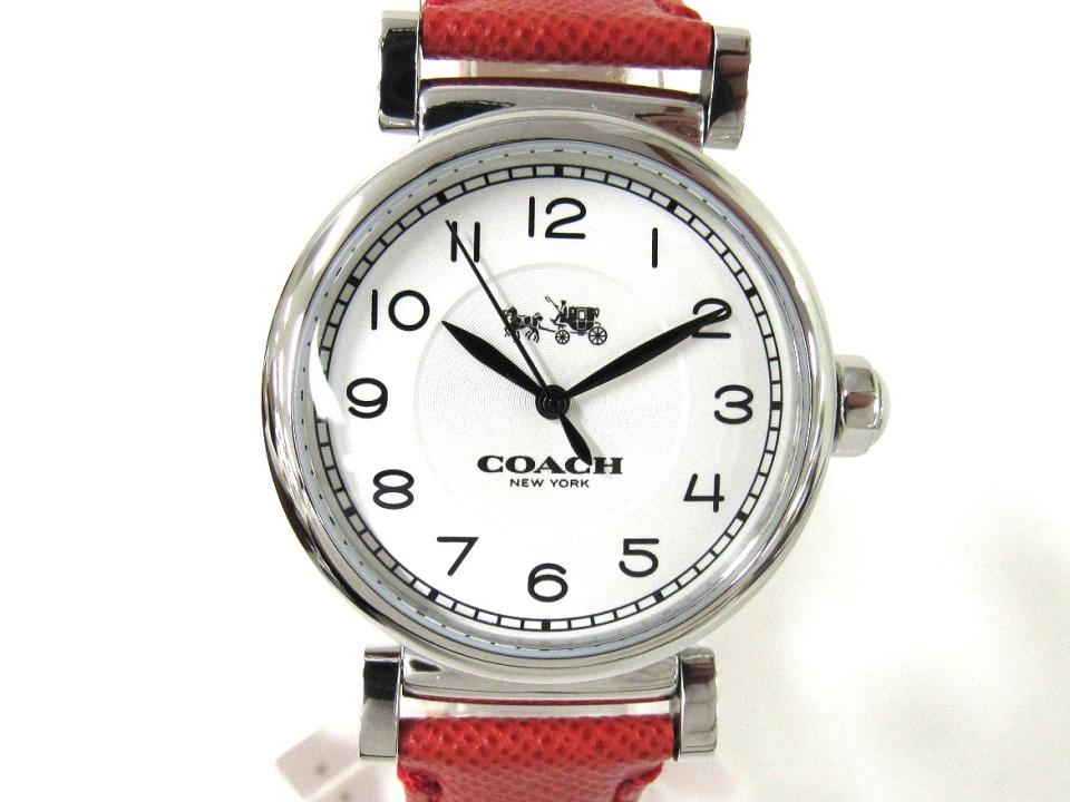 Coach Madison White Dial Red Leather Strap Watch for Women - 14502407