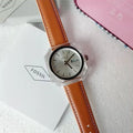 Fossil Candy White Dial Brown Leather Strap Watch for Women - ES3538