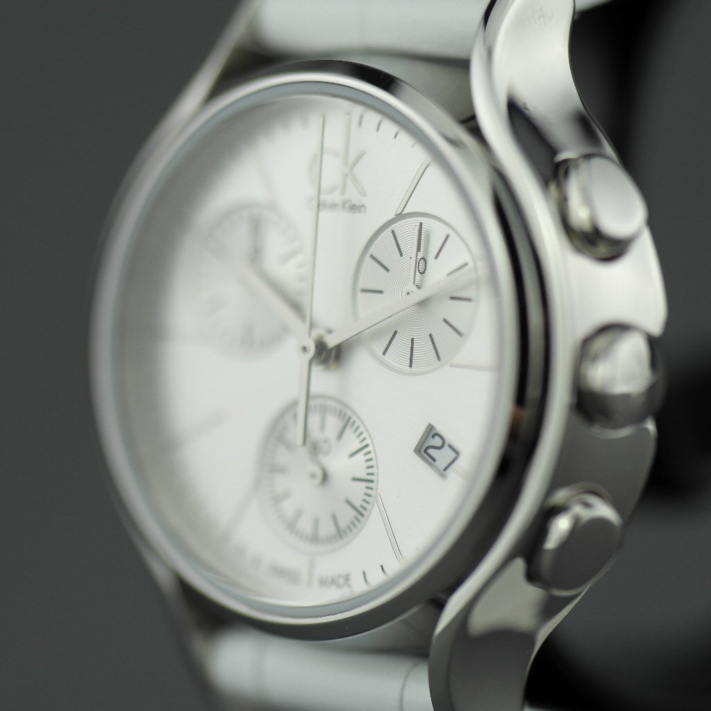 Calvin Klein Skirt White Dial White Leather Strap Watch for Women - K2U291L6