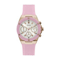 Guess Athena White Dial Pink Rubber Strap Watch For Women - GW0030L4