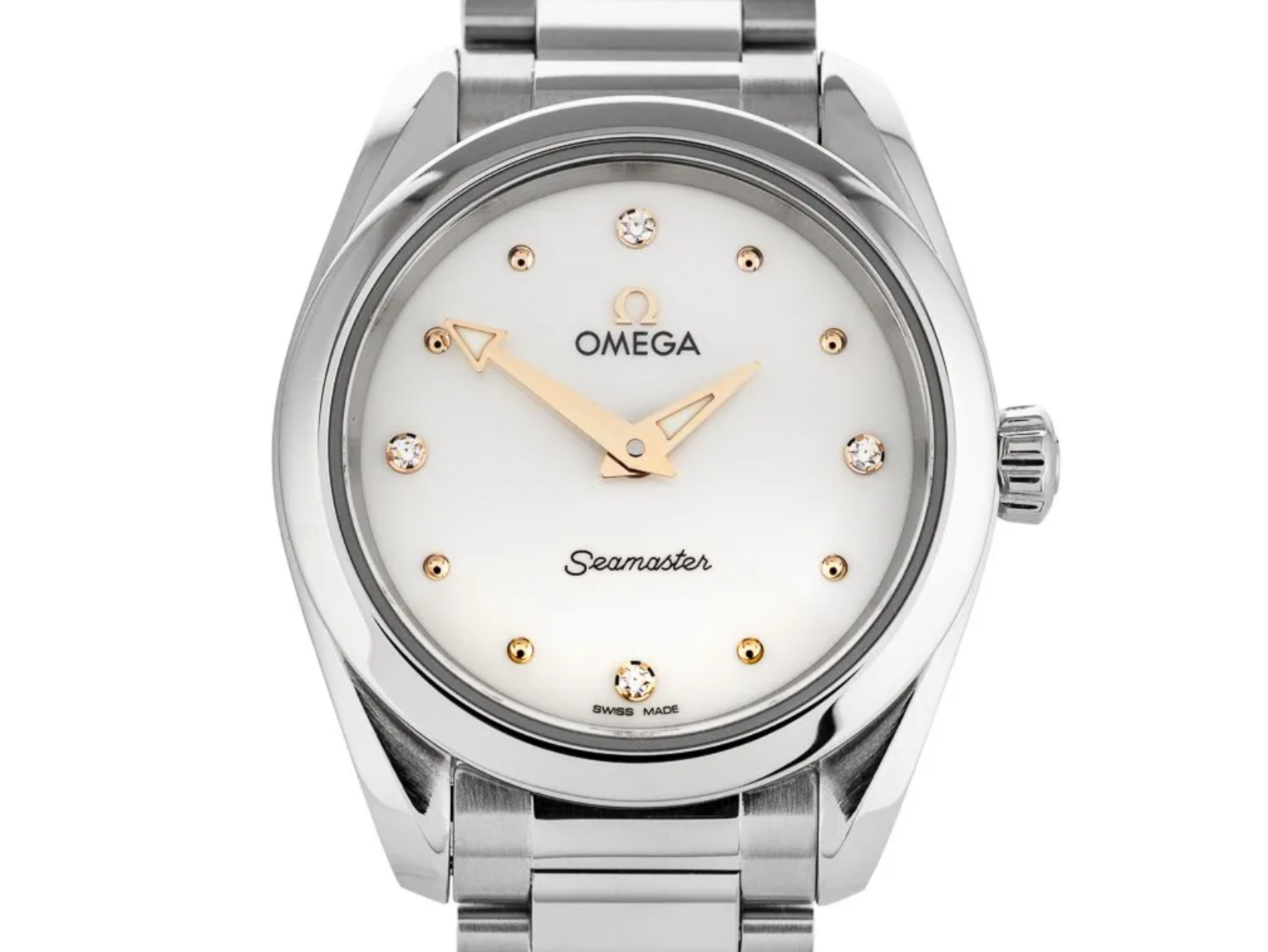 Omega Seamaster Aqua Terra Quartz Diamond Silver Dial Silver Steel Strap Watch for Women - 220.10.28.60.54.001