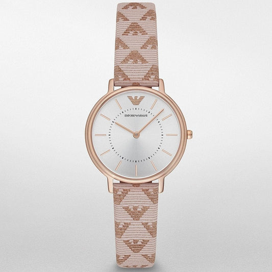 Emporio Armani Kappa Quartz Rose Gold Dial Pink Leather Strap Watch For Women - AR11010