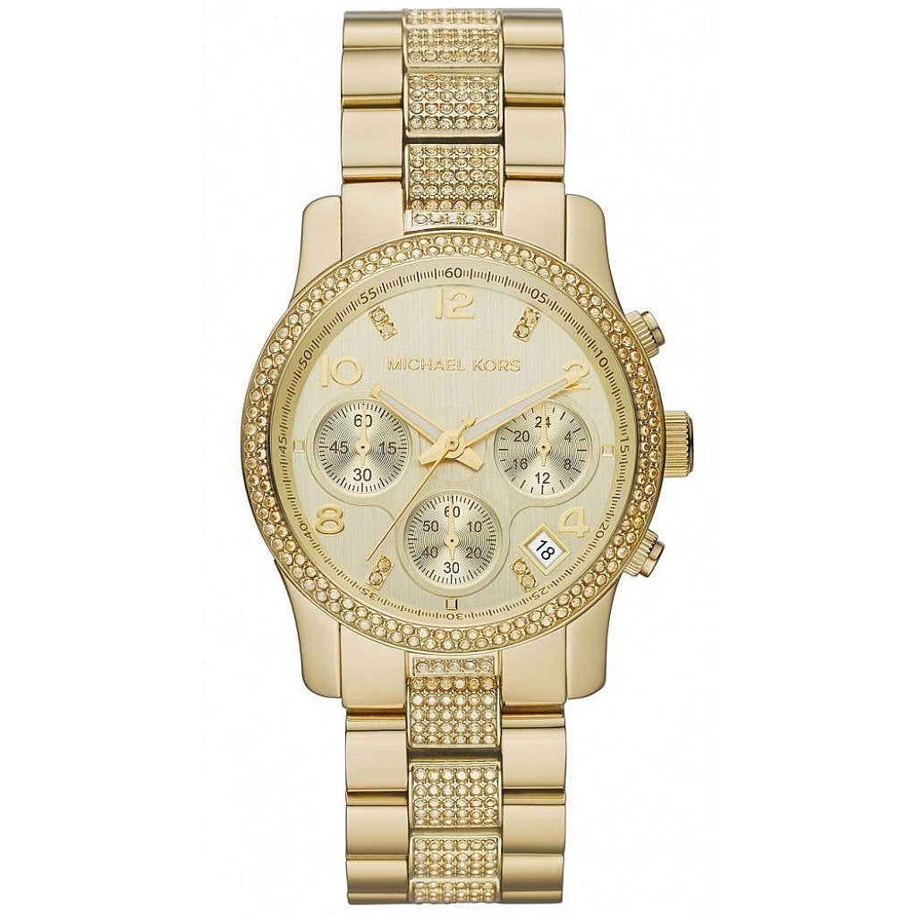 Michael Kors Runway Gold Dial Gold Steel Strap Watch for Women - MK5826