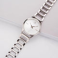 Calvin Klein Stately White Dial Silver Steel Strap Watch for Women - K3G23126