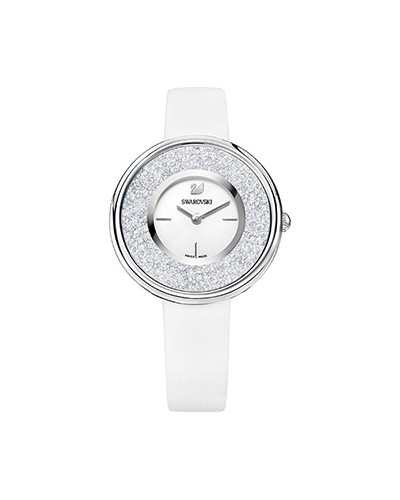 Swarovski Crystalline Pure White Dial White Leather Strap Watch for Women - 5275046