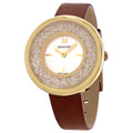 Swarovski Crystalline Pure White Dial Brown Leather Strap Watch for Women - 5275040