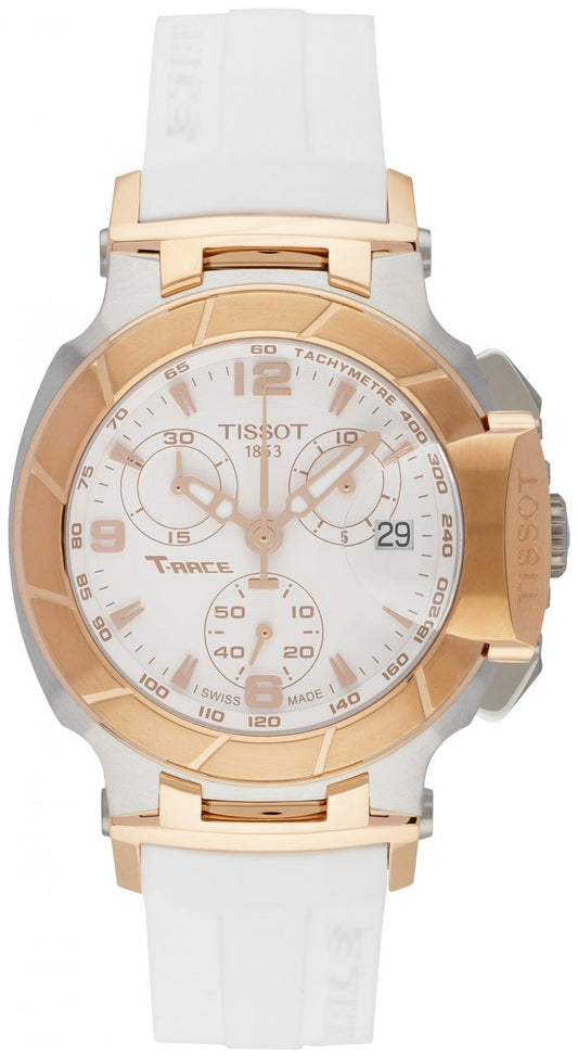 Tissot T Race Chronograph White Dial White Rubber Strap Watch for Women - T048.217.27.017.00