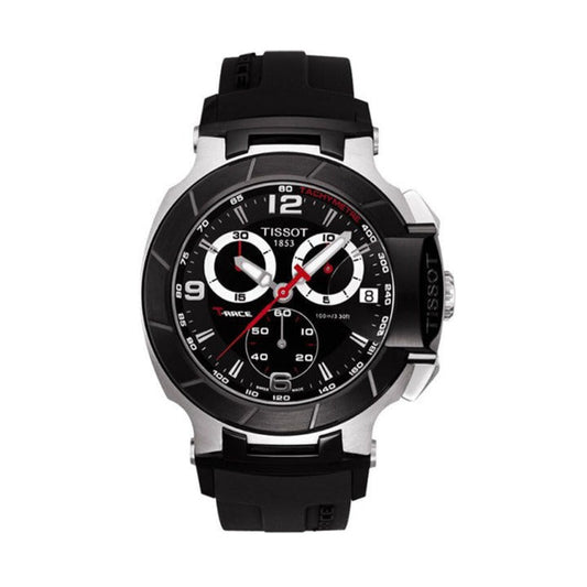 Tissot T Race Chronograph Black Dial Black Rubber Strap Watch for Men - T048.417.27.057.00