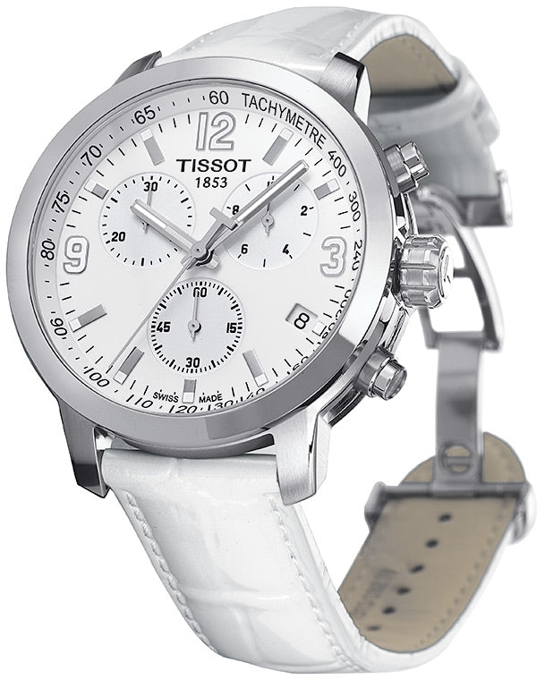 Tissot PRC 200 Chronograph Quartz White Dial Steel Watch For Men - T055.417.16.017.00