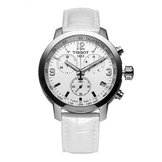Tissot PRC 200 Chronograph Quartz White Dial Steel Watch For Men - T055.417.16.017.00