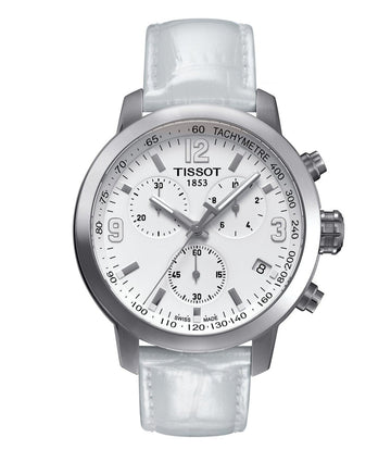 Tissot PRC 200 Chronograph Quartz White Dial Steel Watch For Men - T055.417.16.017.00