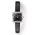 Tissot Lovely Square Diamonds Black Dial Black Leather Strap Watch For Women - T058.109.16.056.00