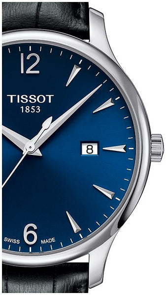 Tissot T Classic Tradition Blue Dial Black Leather Strap Watch For Men - T063.610.16.047.00